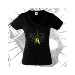Camiseta Manga Corta Cuello V Mujer (Negra)